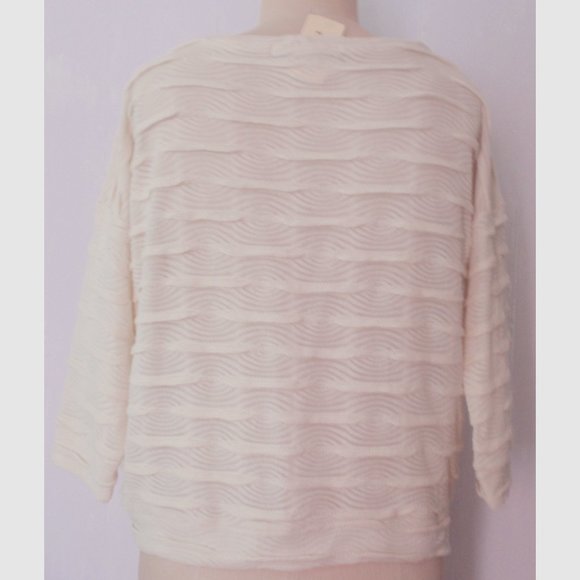FOREVER 21 CREAM 3D PINTUCKED NOVELTY KNIT SWEATER L - Picture 4 of 8